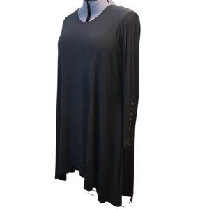 Sympli Black Jersey Stretch Black Long Sleeve High Low Dress Sz 0G/22